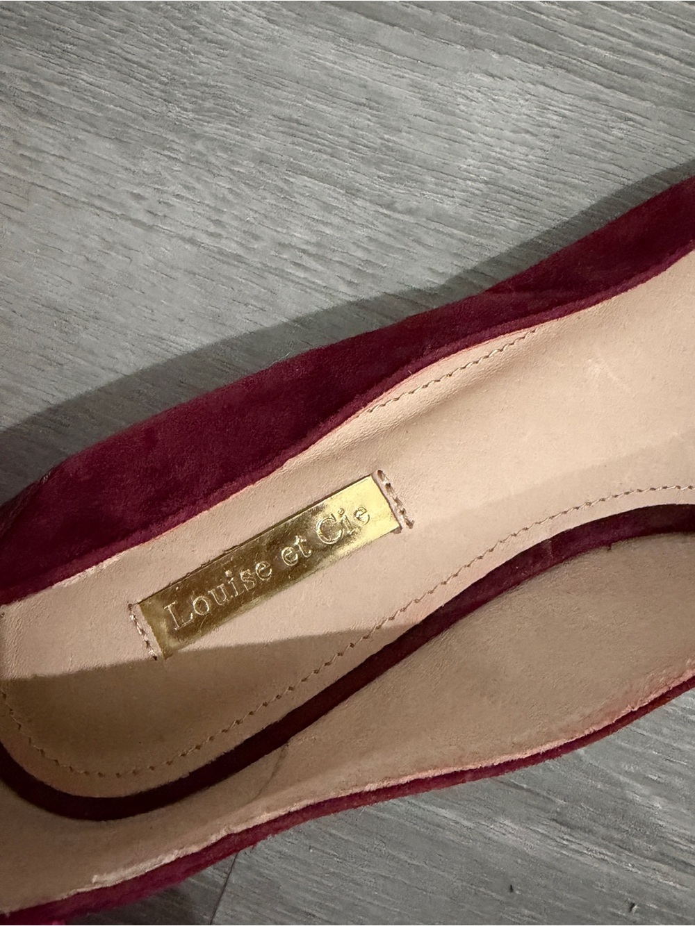 Louise et Cie Burgundy Suede Pointed-Toe Ankle-Strap Flats - Picture 4 of 6